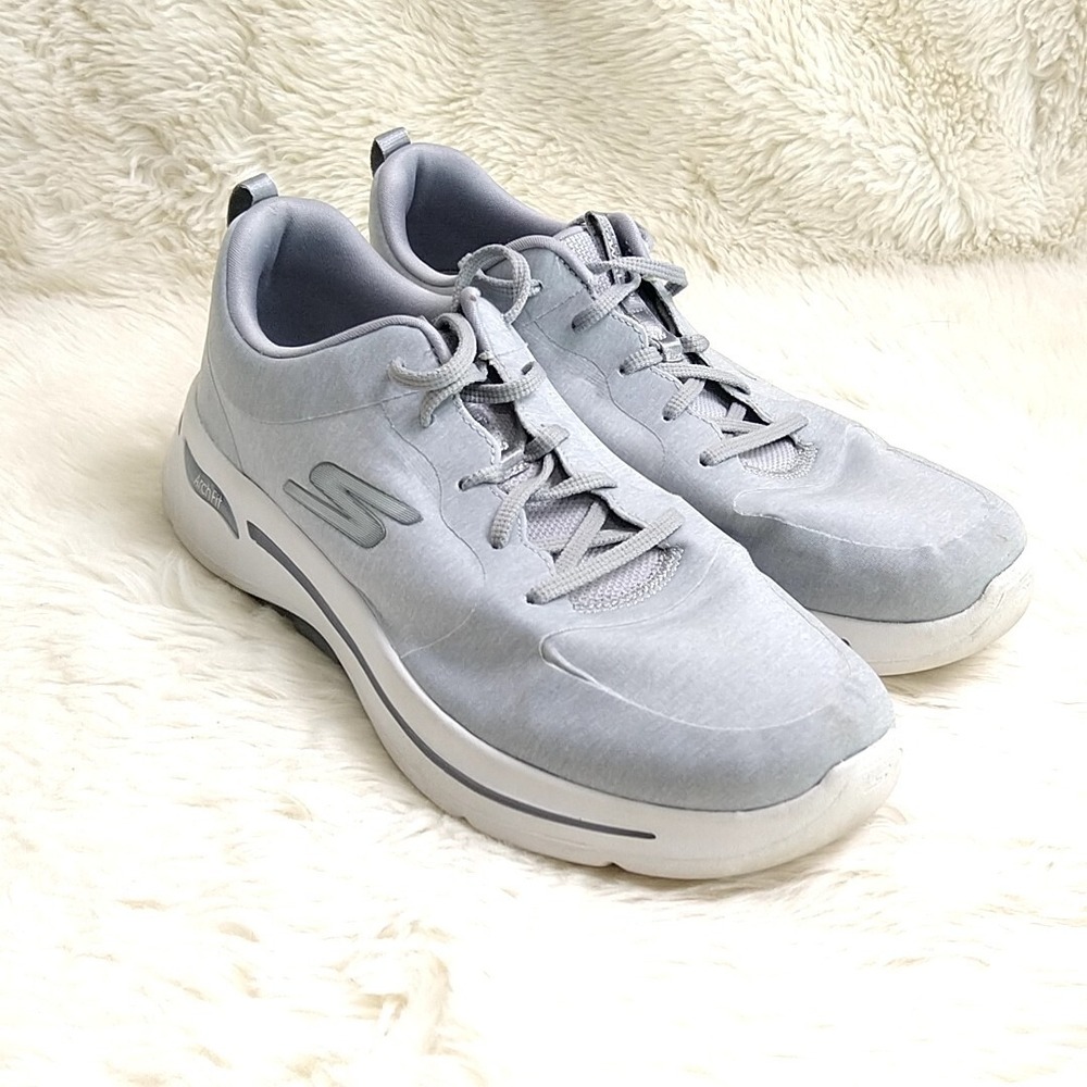Skechers GOwalk Arch Fit Women 10 Grey Lace Up Walking Sneakers Comfort